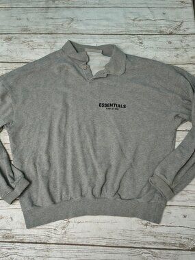 Essentials Fear of God Gray Fleece Polo Sweater Size Medium